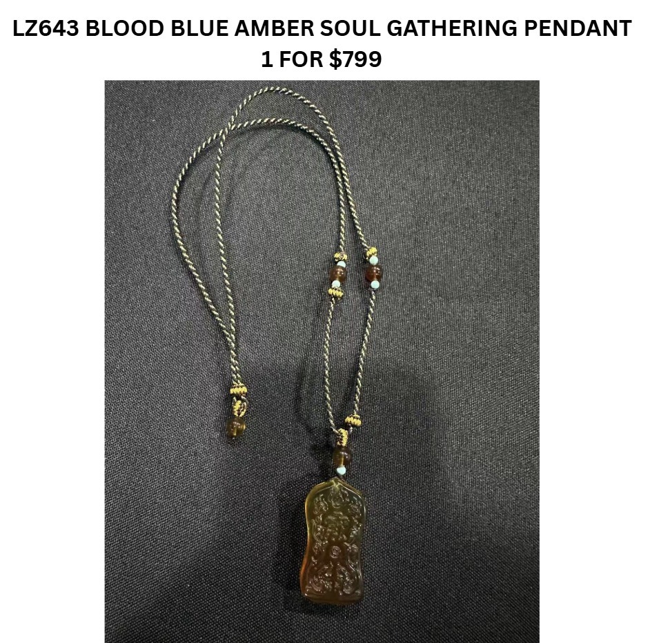 LZ643 BLOOD BLUE AMBER SOUL GATHERING PENDANT
