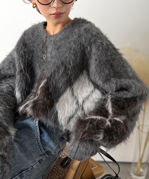 日本🇯🇵連線 Classical Elf 拉絨菱形花紋針織套頭衫 針織衫 拉絨材質 套頭衫 菱形花紋 毛衣 長袖 5色(任買兩件711免運)/預購