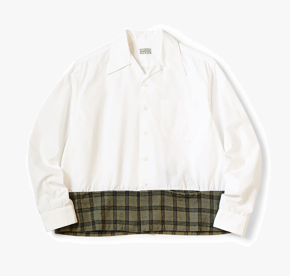KAPITAL OX WOOL CHECK DOG BITE OPEN COLLAR SHIRT L/S - PRE ORDER ITEM (預訂中)