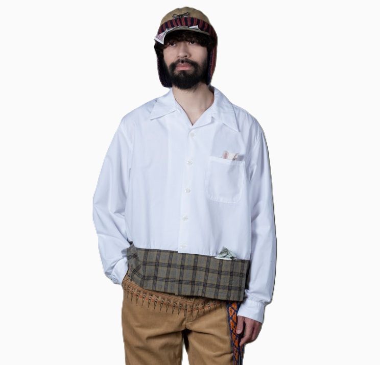 KAPITAL OX WOOL CHECK DOG BITE OPEN COLLAR SHIRT L/S - PRE ORDER ITEM (預訂中)