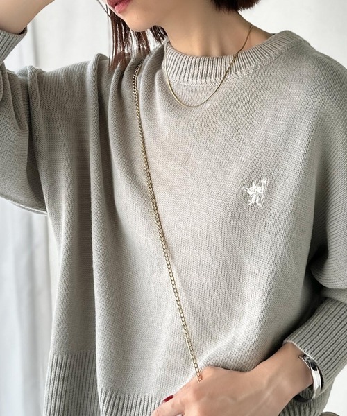 日本🇯🇵連線 Classical Elf 胸前刺繡寬鬆針織衫 拇指孔 針織衫 刺繡 休閒 長袖 5色(任買兩件711免運)/預購