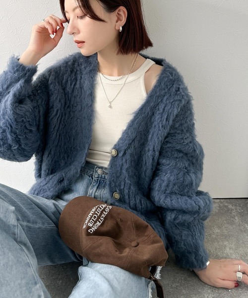 日本🇯🇵連線 Classical Elf 蓬鬆拉絨V領開襟衫 毛絨開襟衫 針織衫 拉絨材質 V領 外套 外搭 長袖 4色(任買兩件711免運)/預購