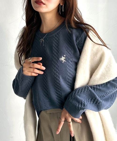 日本🇯🇵連線 Classical Elf 小巧刺繡絞花針織衫 針織衫 刺繡 休閒 復古 長袖 6色(任買兩件711免運)/預購