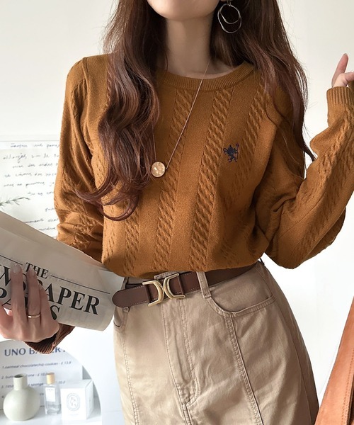 日本🇯🇵連線 Classical Elf 小巧刺繡絞花針織衫 針織衫 刺繡 休閒 復古 長袖 6色(任買兩件711免運)/預購