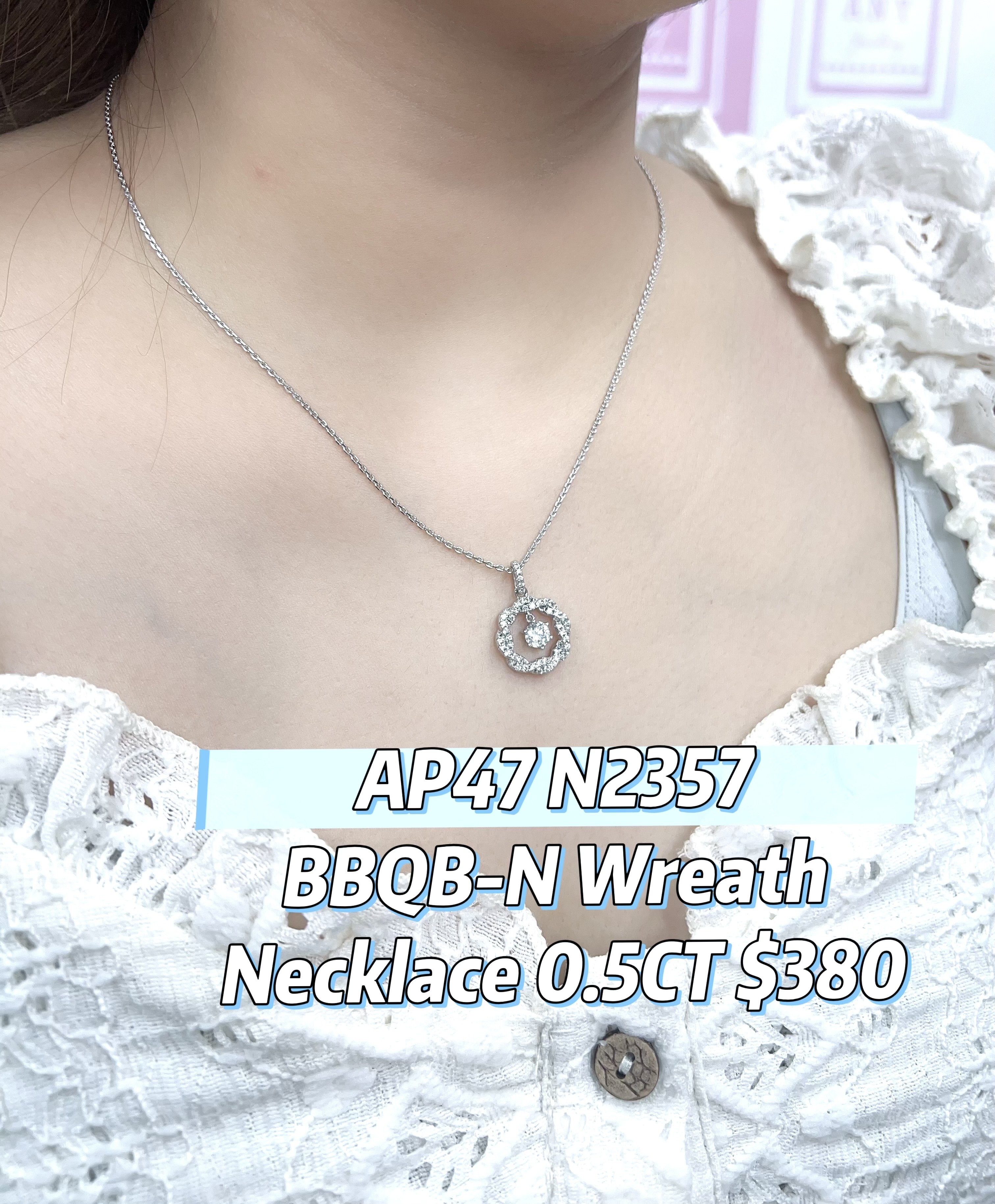 AP47 N2357 BBQB-N Wreath Necklace 0.5CT $380
