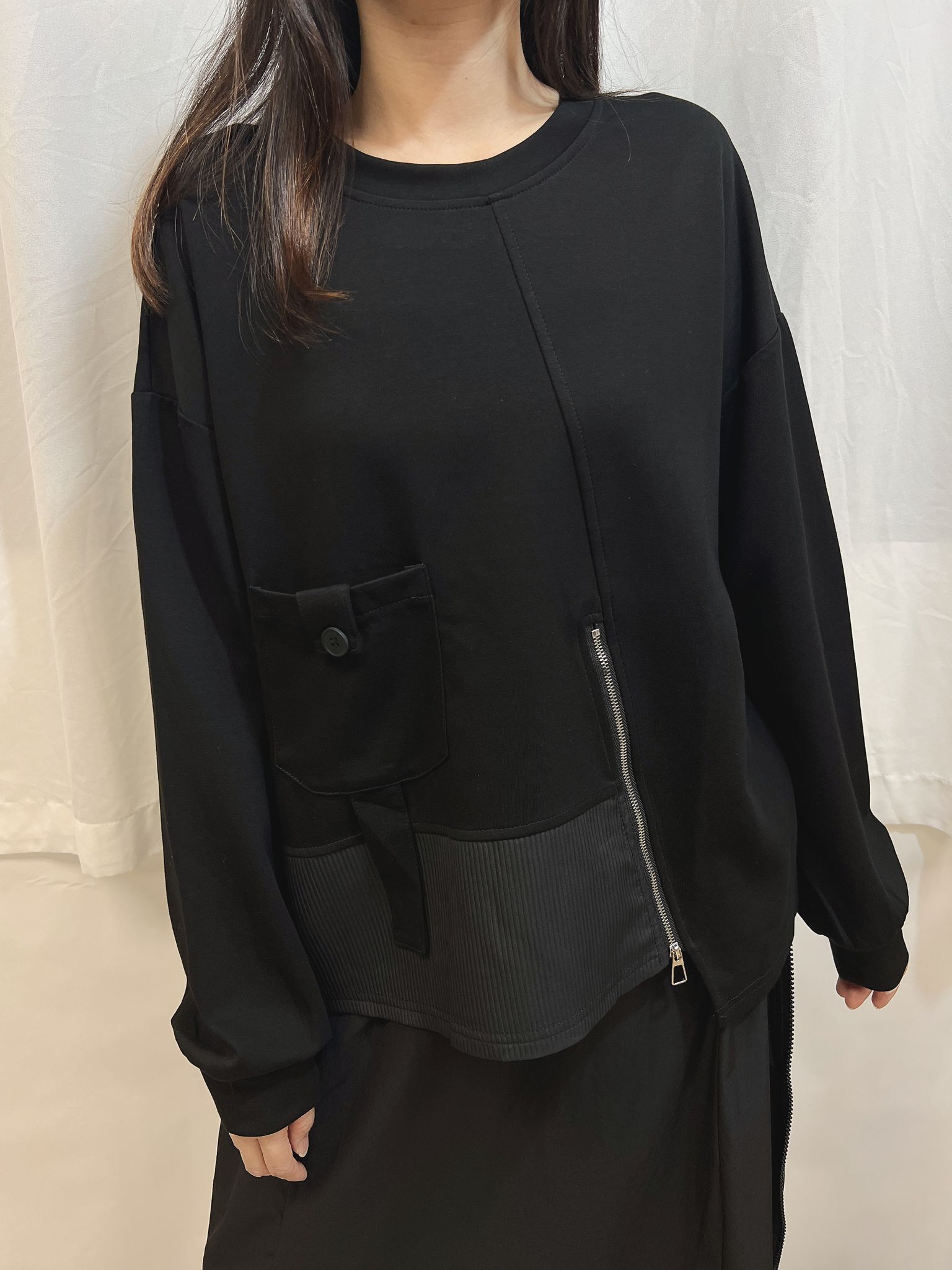 TE Mode Pocket x 不對稱拉鍊 拼布TOP