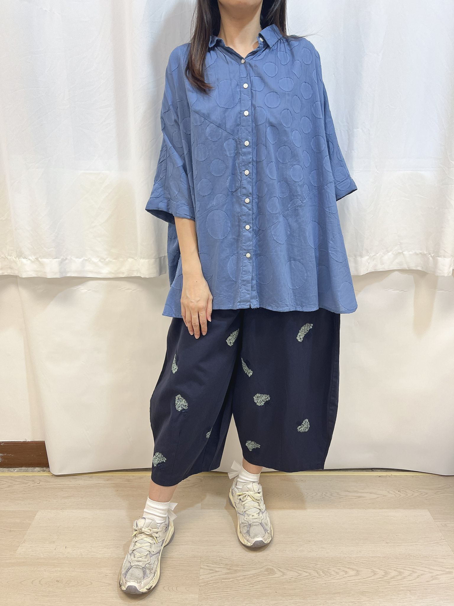 LN 圓點提花褶飾襯衫