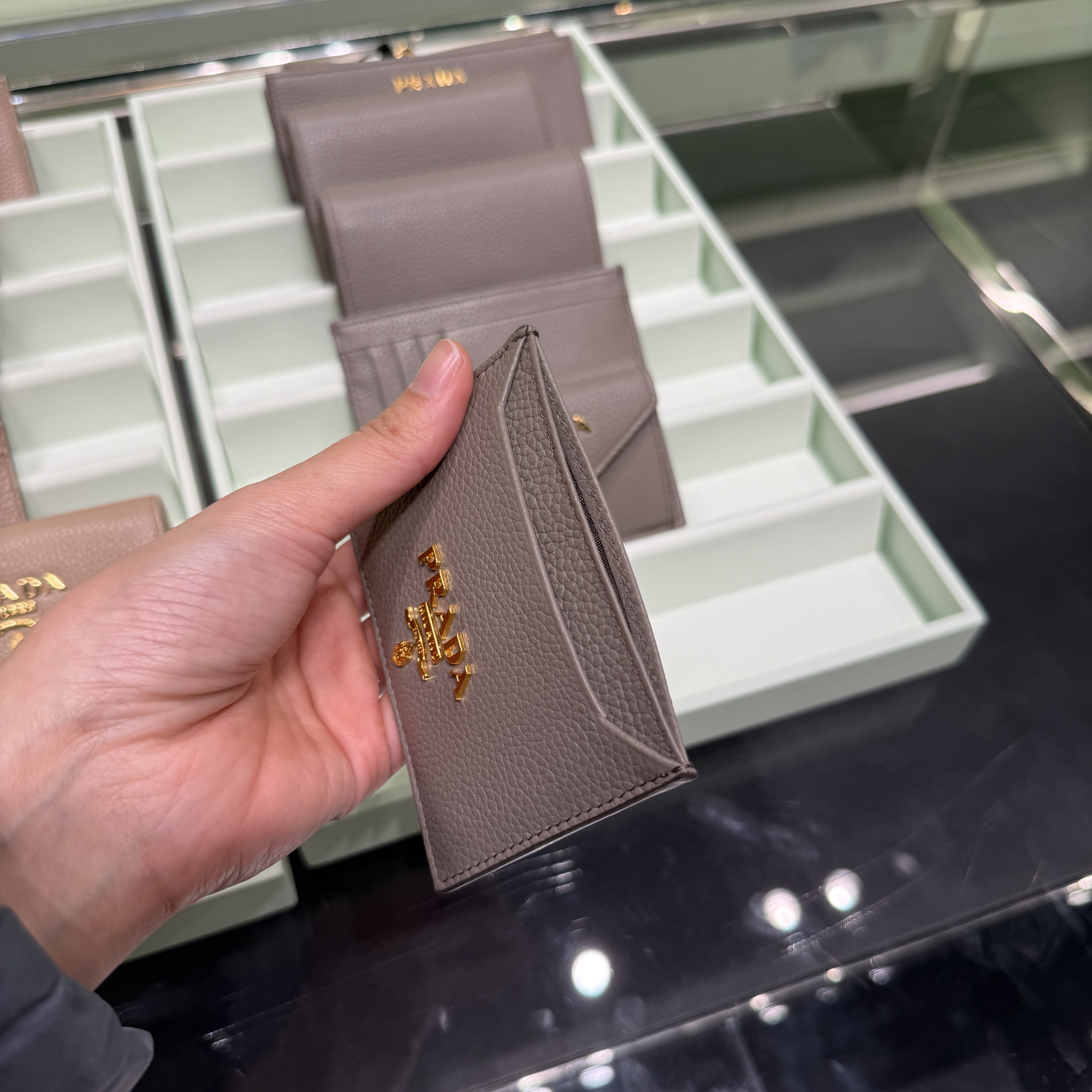 Prada Vitello Move Leather cardholder Grey 1MC208