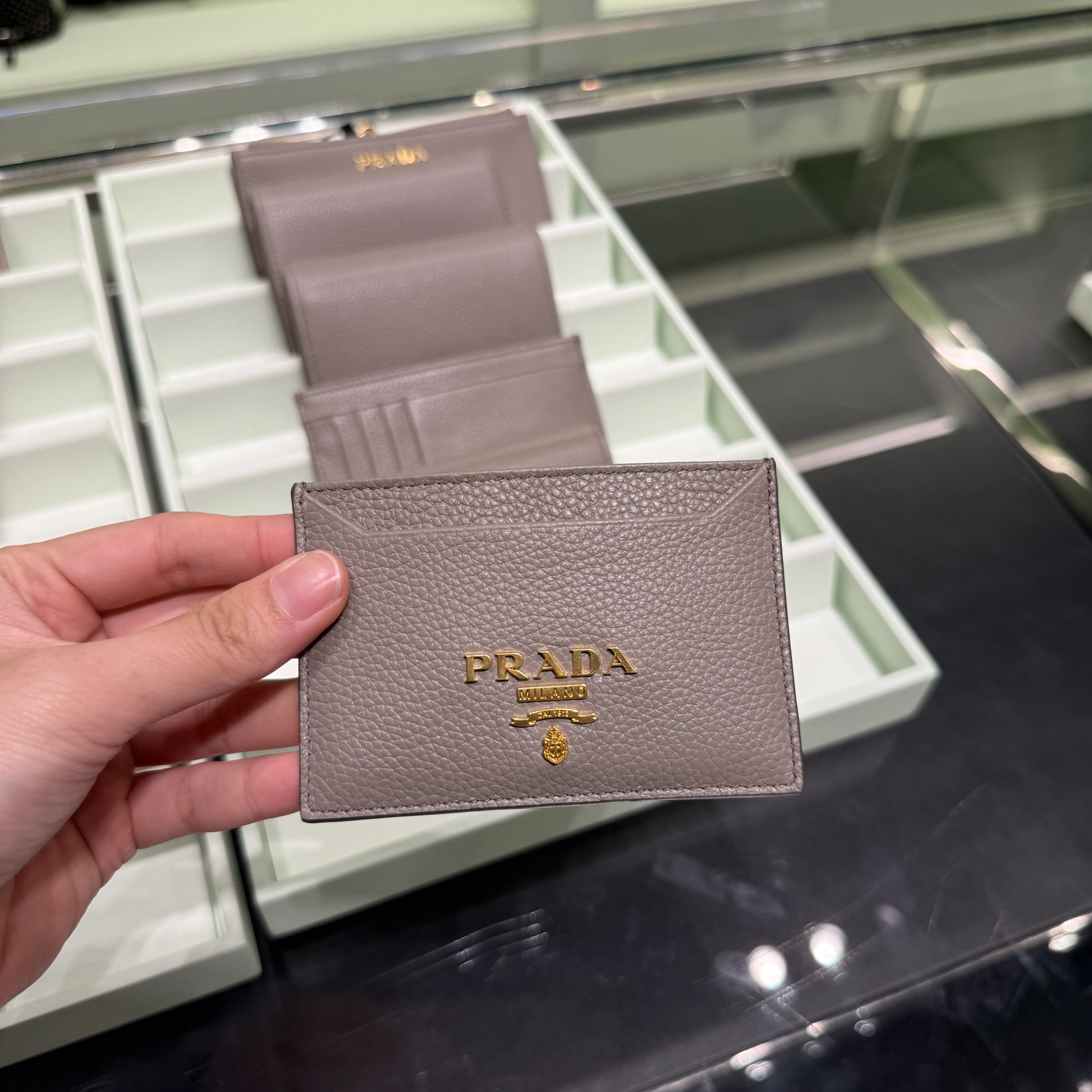 Prada Vitello Move Leather cardholder Grey 1MC208