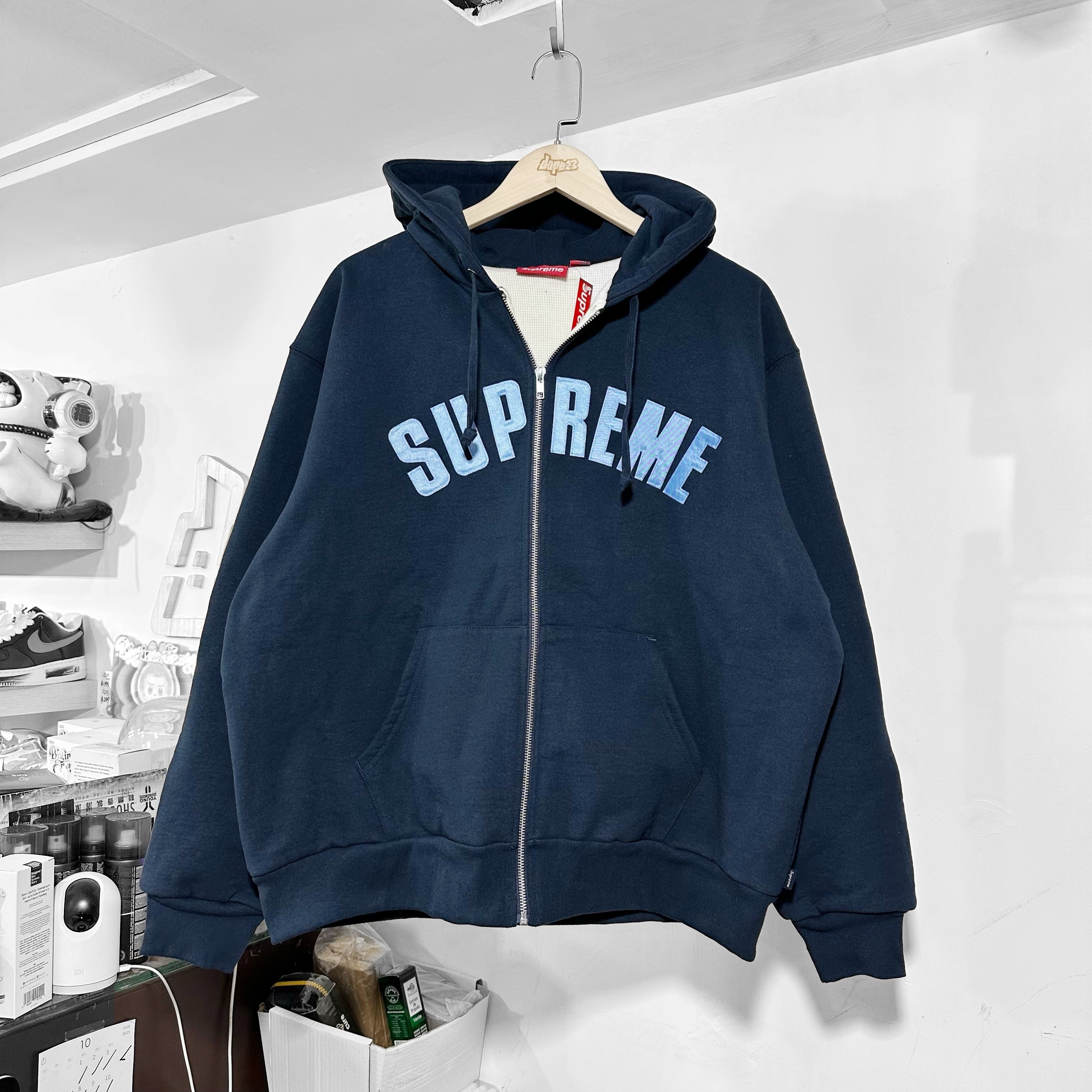 Supreme FW25 Arc Thermal Lined Zip Up Hooded Sweatshirt Navy