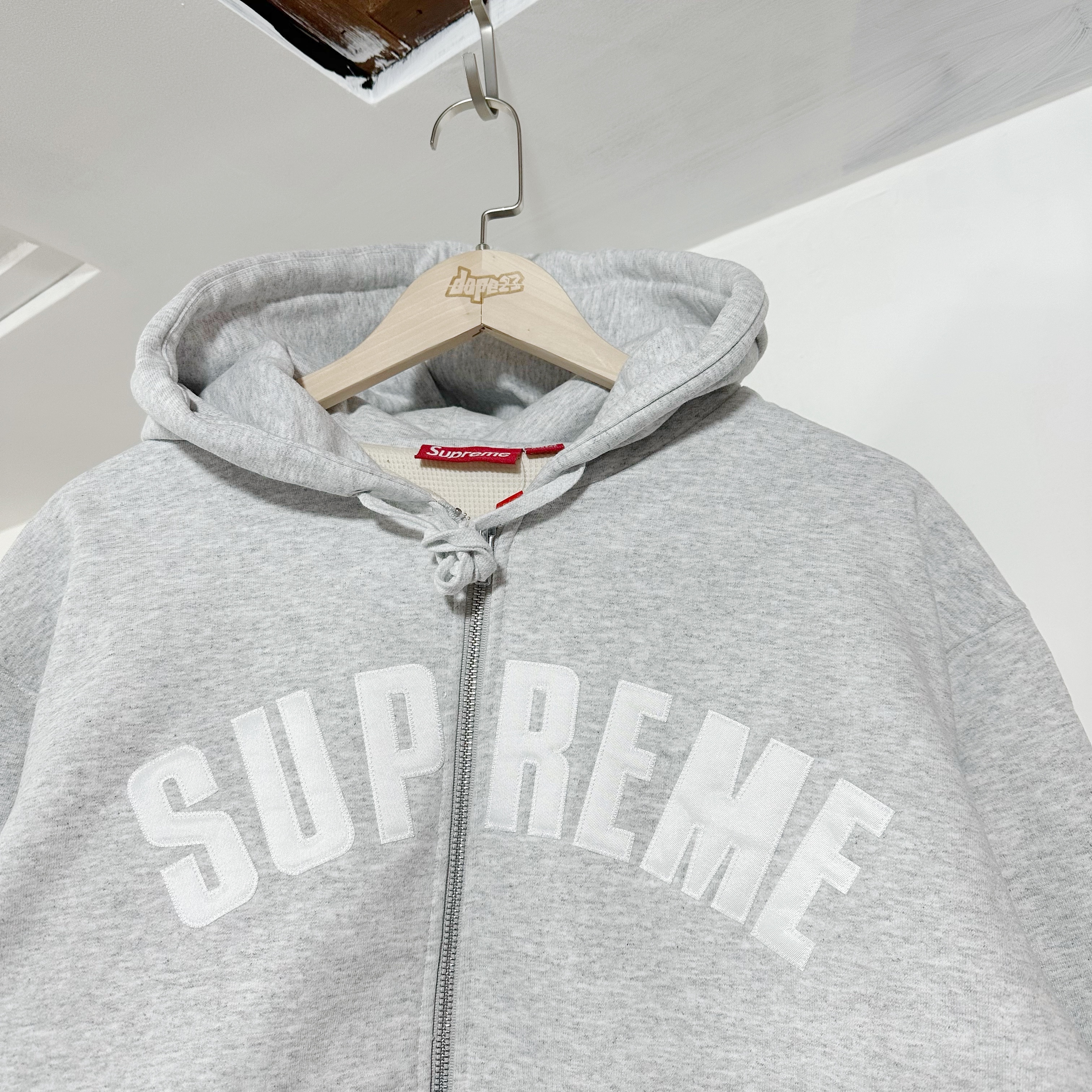 Supreme FW25 Arc Thermal Lined Zip Up Hooded Sweatshirt Ash Grey