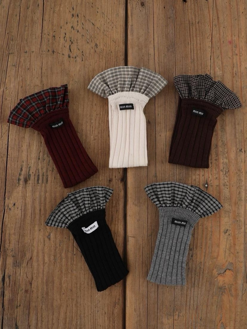 學院格紋荷葉襪（均碼）