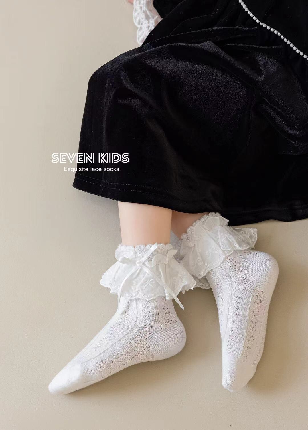 蕾絲蝴蝶奶油襪組（3入組）