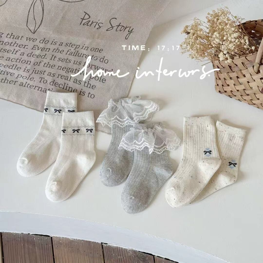 蕾絲甜心襪（三入組）