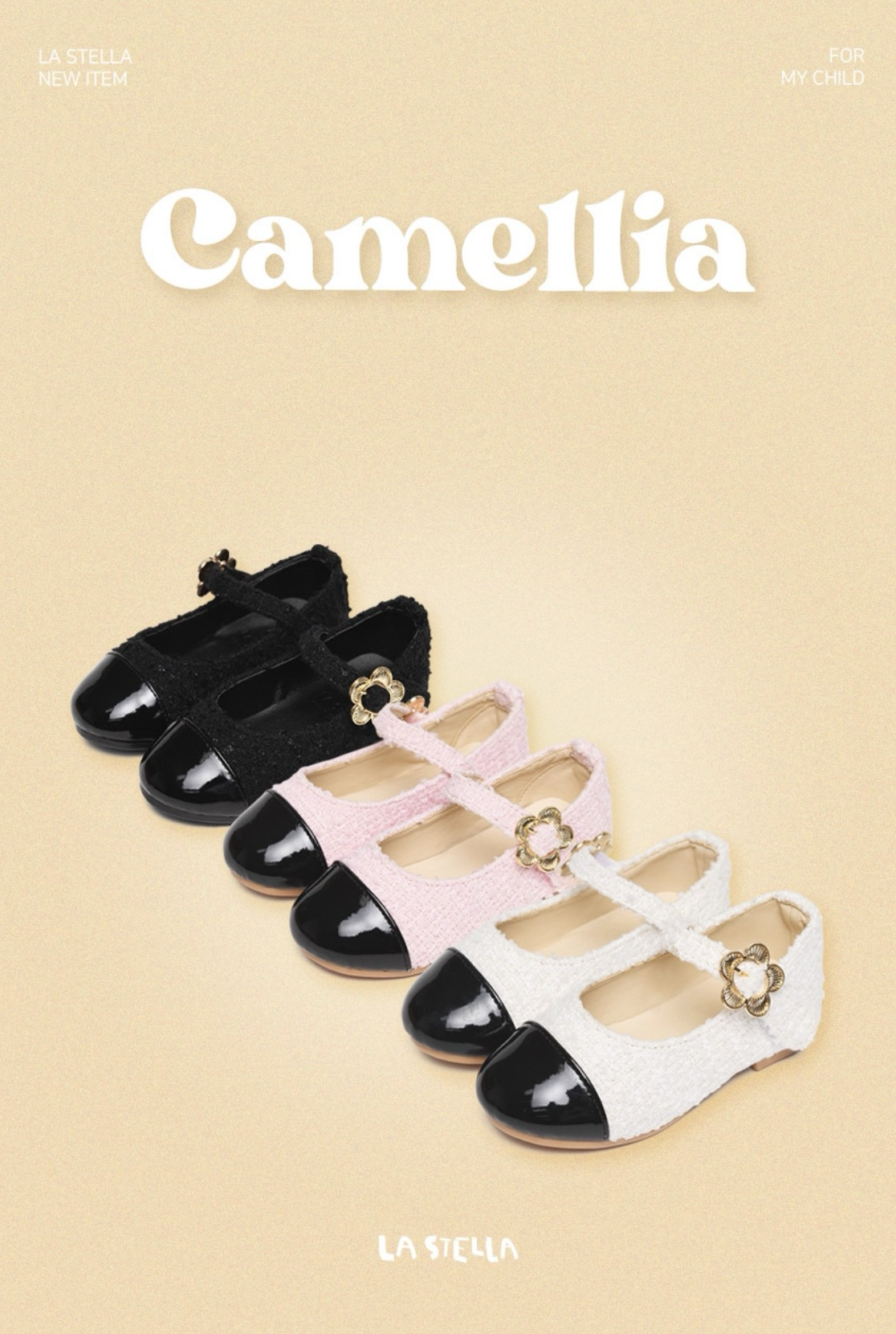 La Stella Camellia Mary Jane Flats