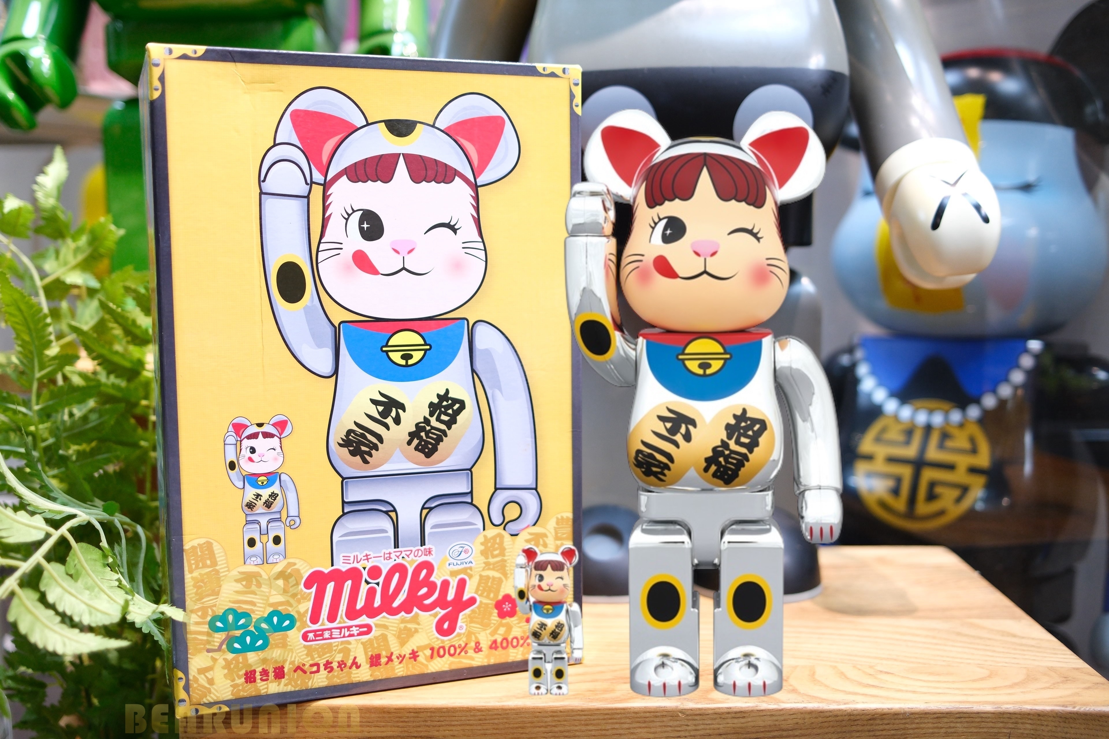 🥇現貨🥇Bearbrick 400% 100% 招き猫 ペコちゃん 銀メッキ