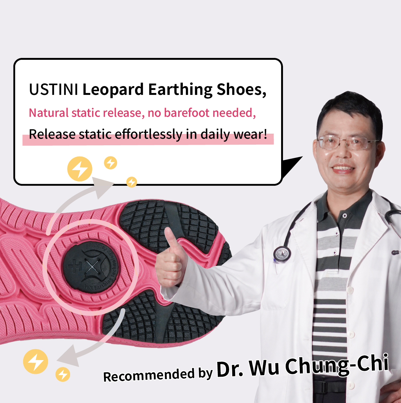 USTINI Leopard Earthing Shoes Dr. Wu Chung Chi recommended