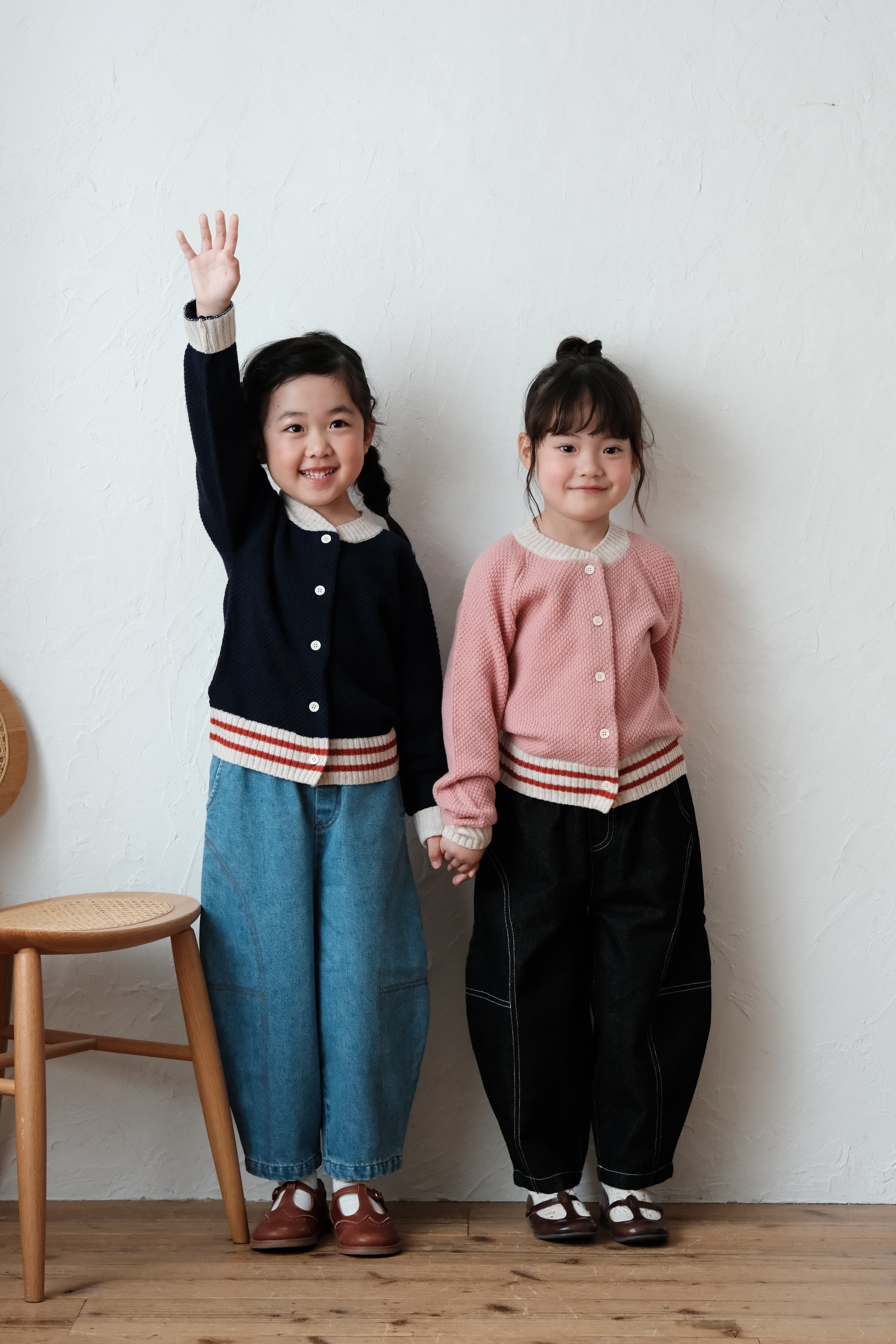 mes kids des fleurs 運動風羊毛針織開襟衫 Knitted cardigan - pink