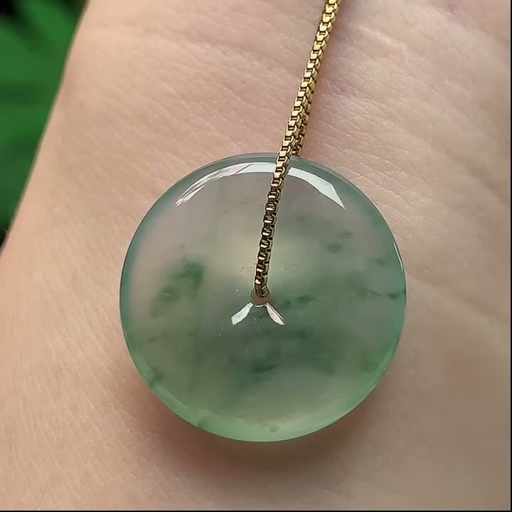 翡翠冰種飄花平安扣 (21.3mm直徑),天然翡翠A玉, 緬甸玉, Jade, Jadeite