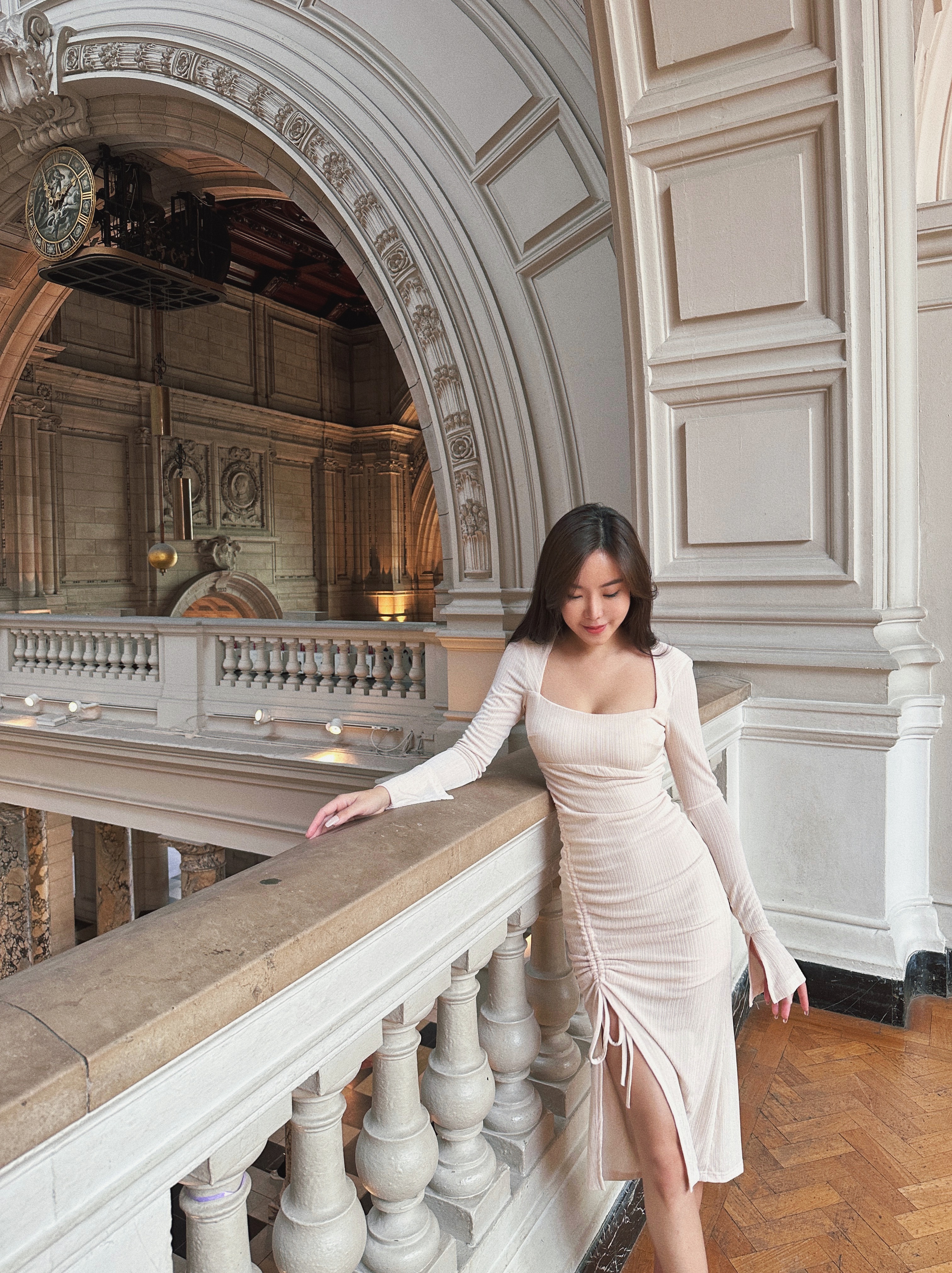 My fair lady 開衩綁帶針織洋裝