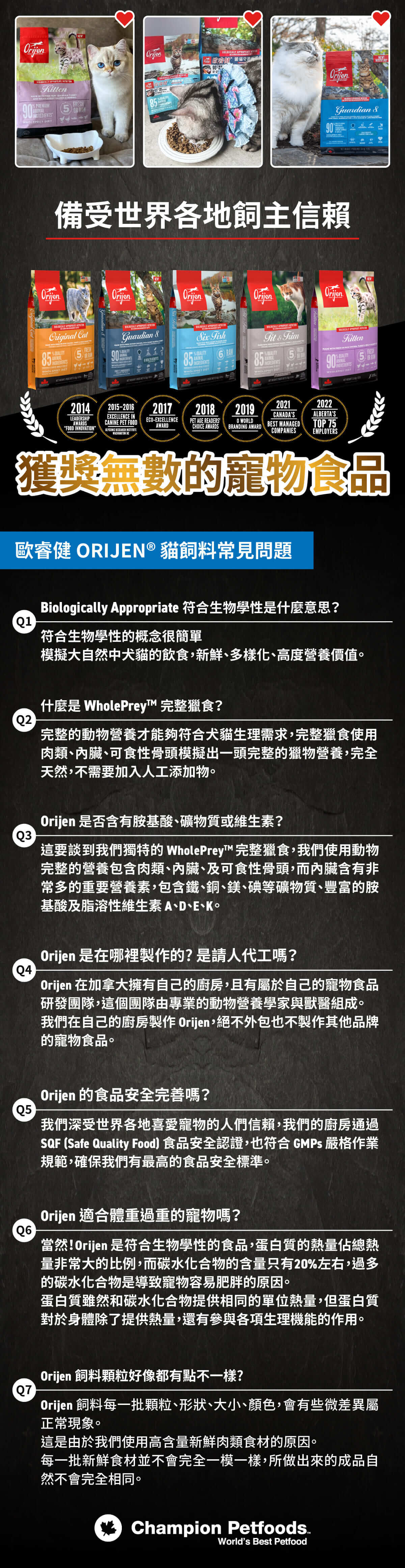 歐睿健-orijen-無穀-貓飼料-鮮雞愛貓-六種魚-幼貓-守護8