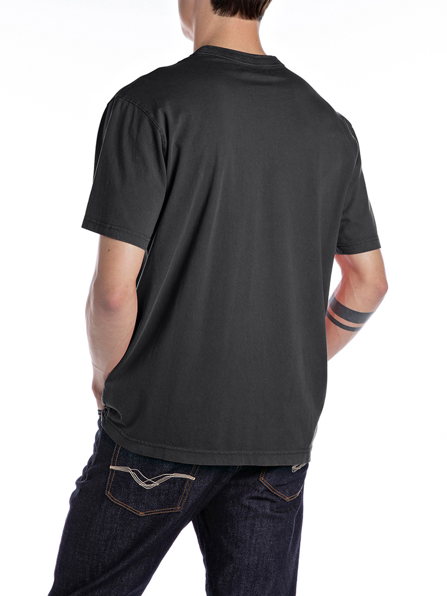 黑色圓形圖案印花T-shirt