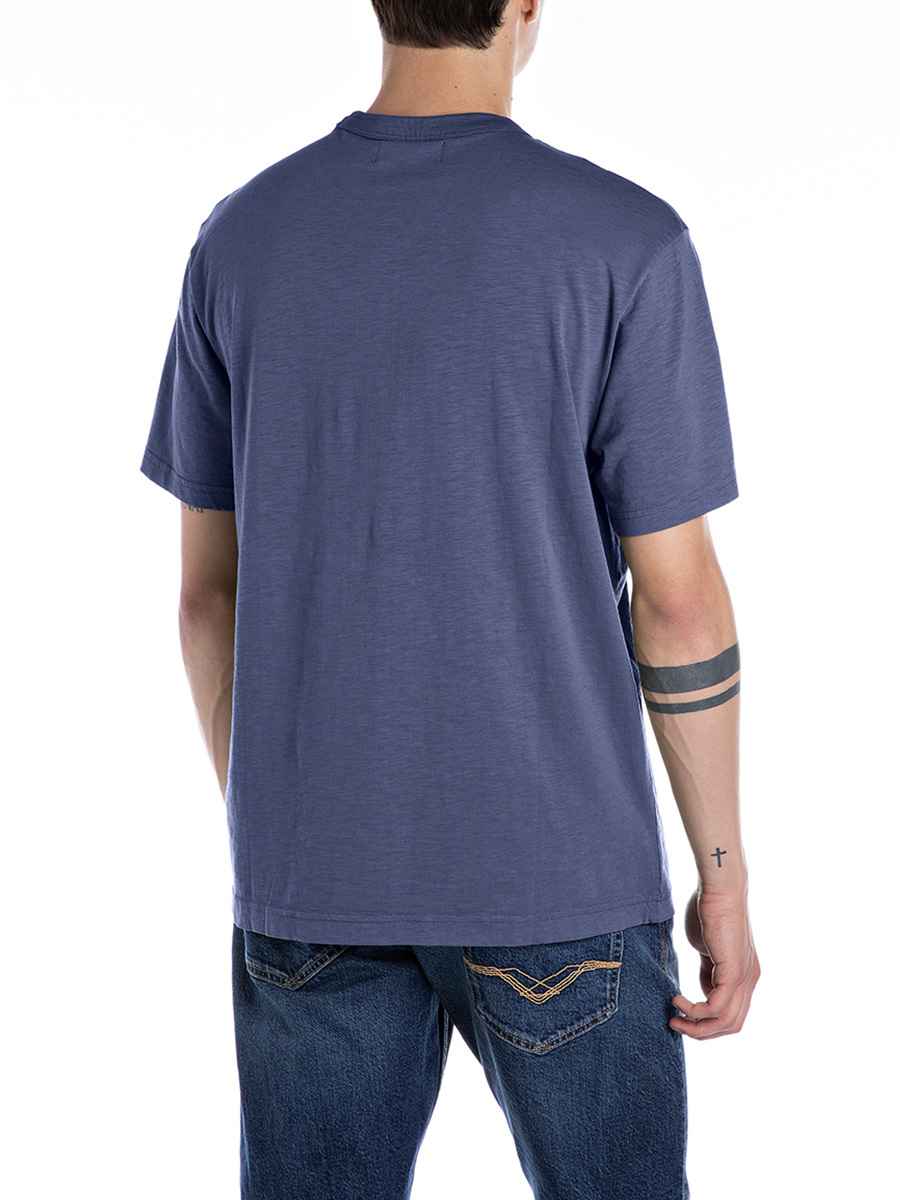 藍色印字棉質T-shirt