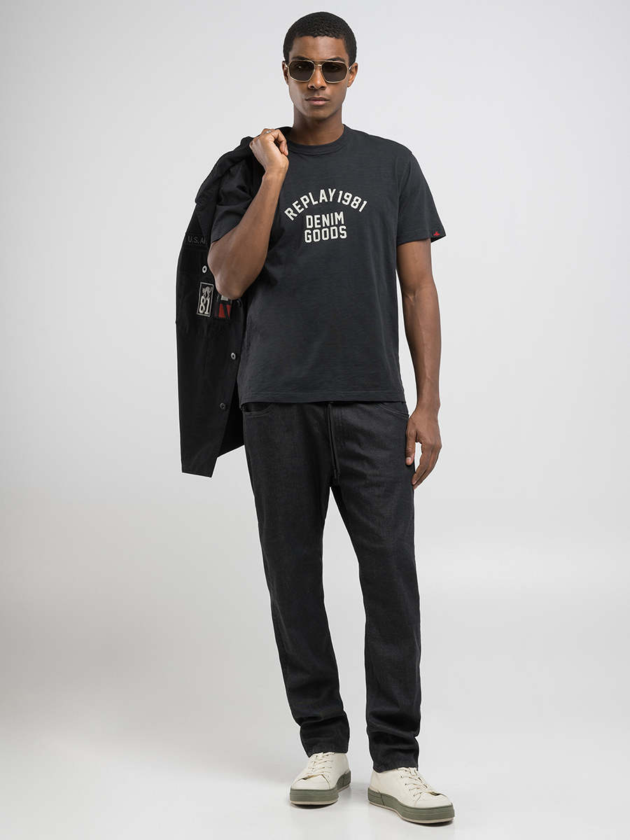 黑色印字棉質T-shirt