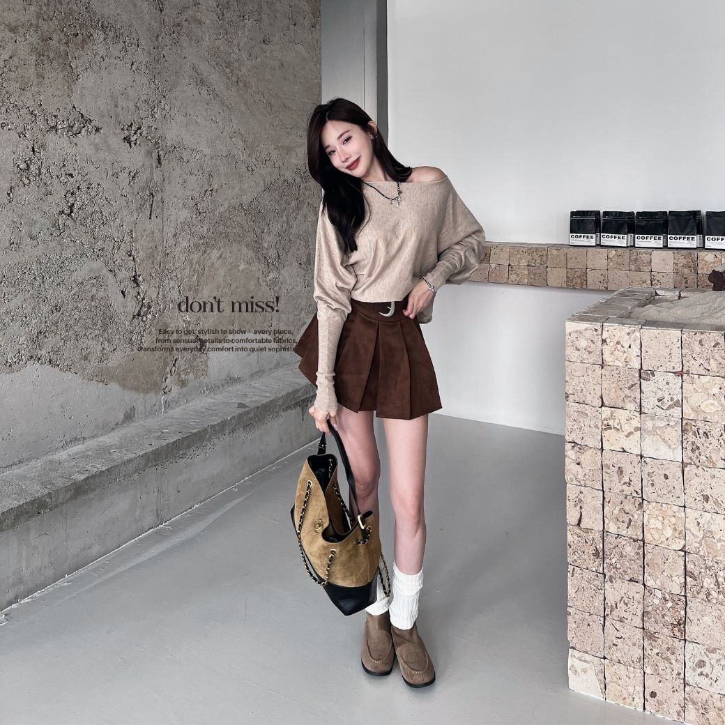 【中古香香】DOMISS麂皮寬版百搭百褶裙 短裙 百褶裙 裙子女生-2色(現+預)