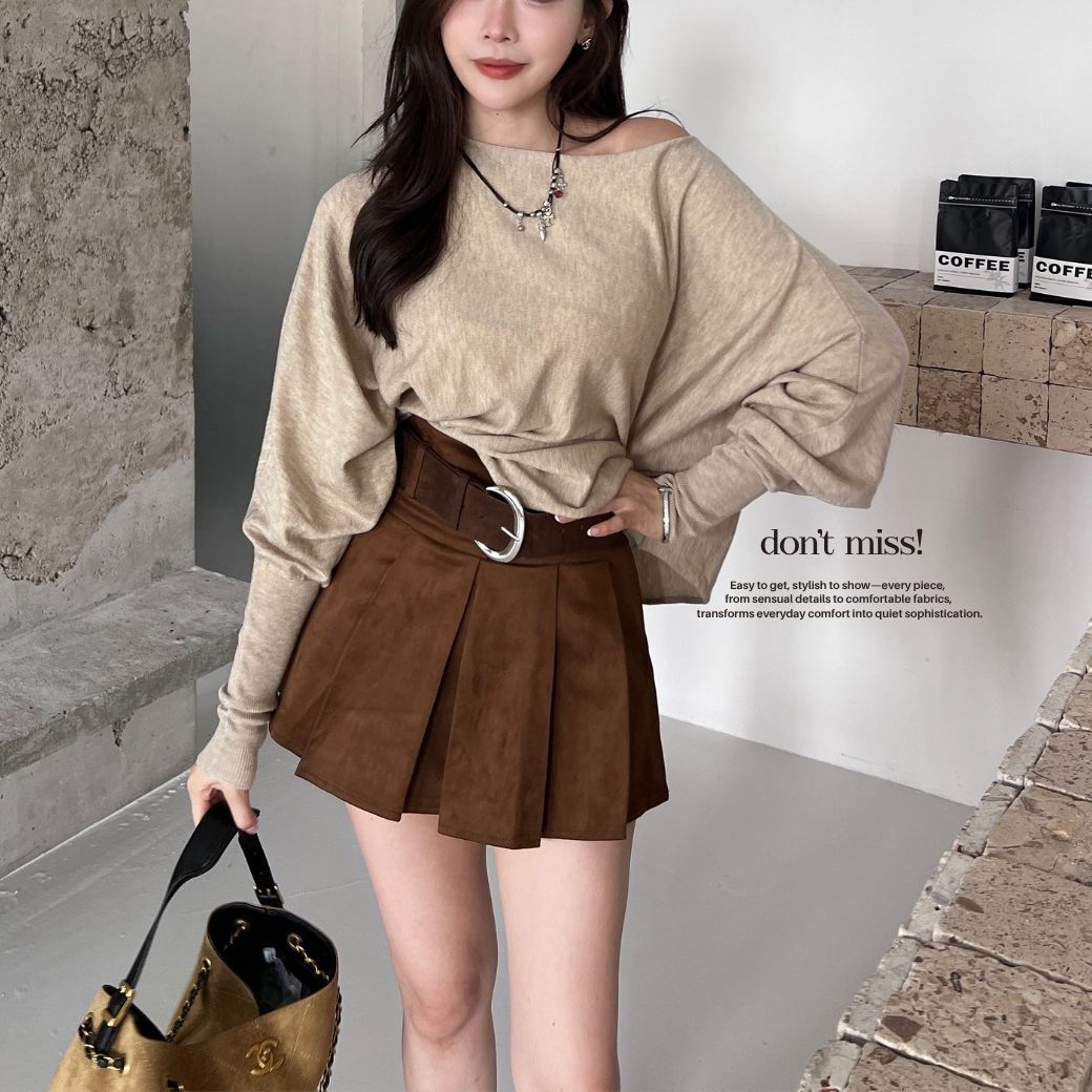 【中古香香】DOMISS麂皮寬版百搭百褶裙 短裙 百褶裙 裙子女生-2色(現+預)