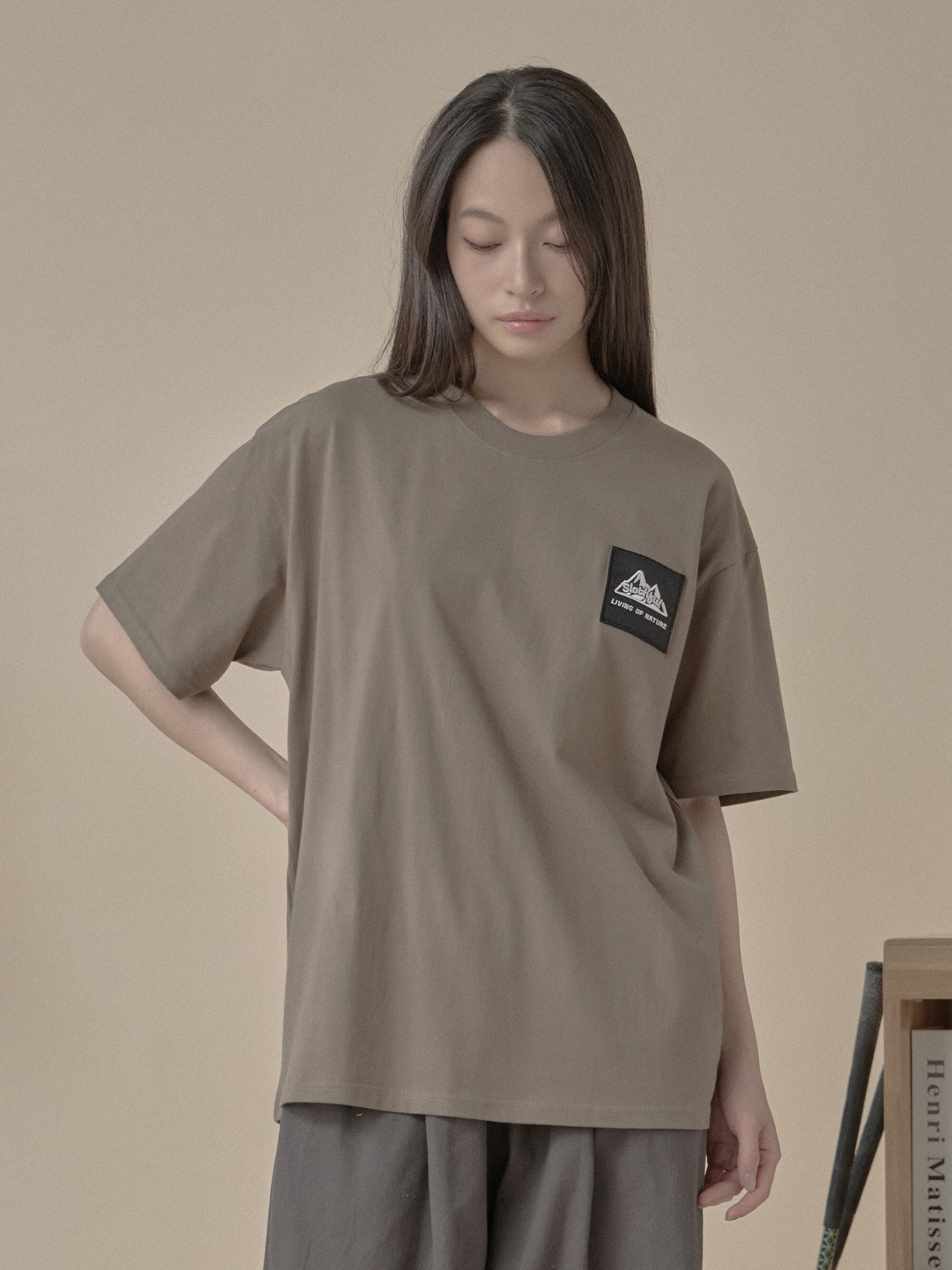 山型印花寬版短T