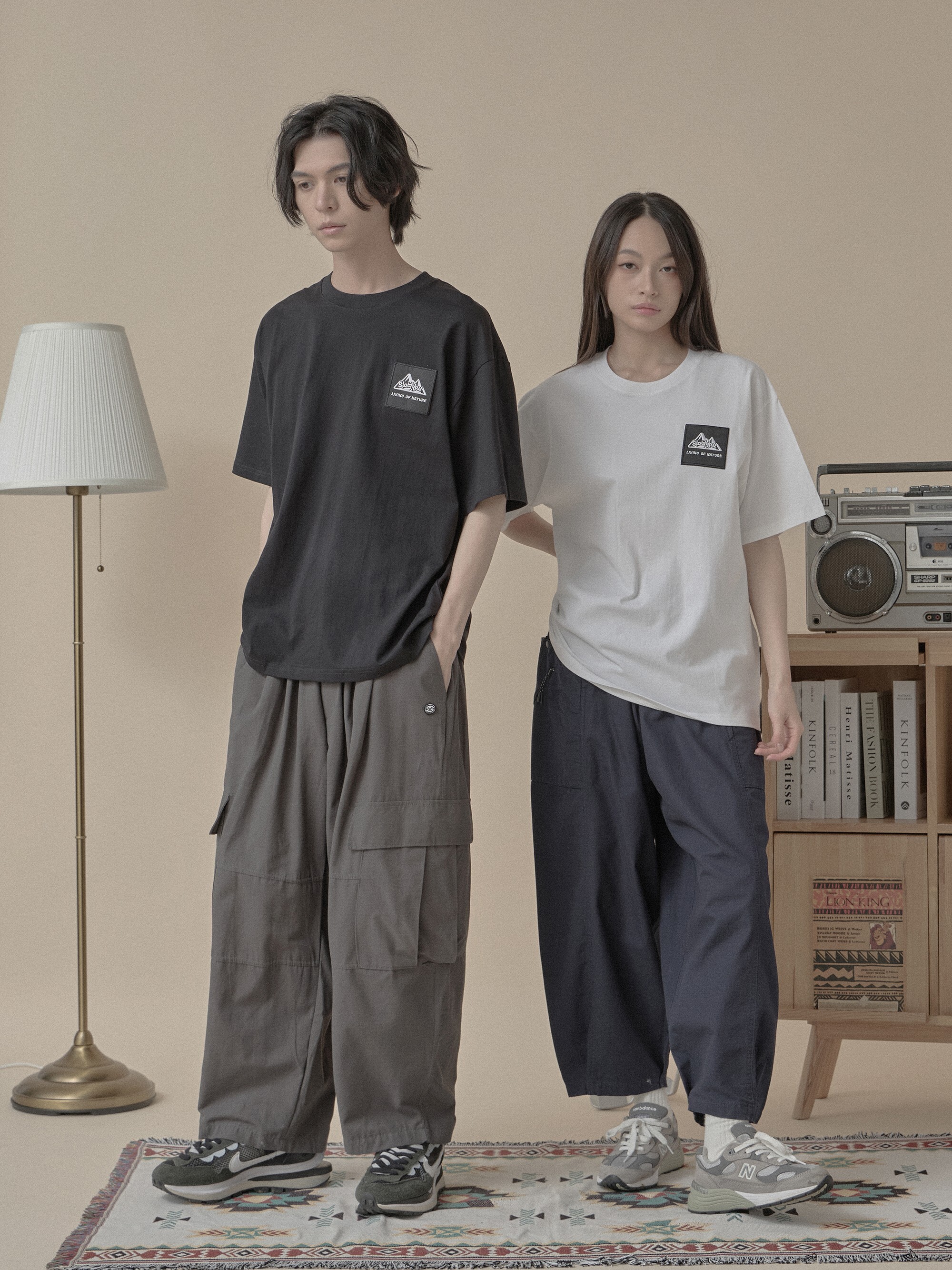 山型印花寬版短T