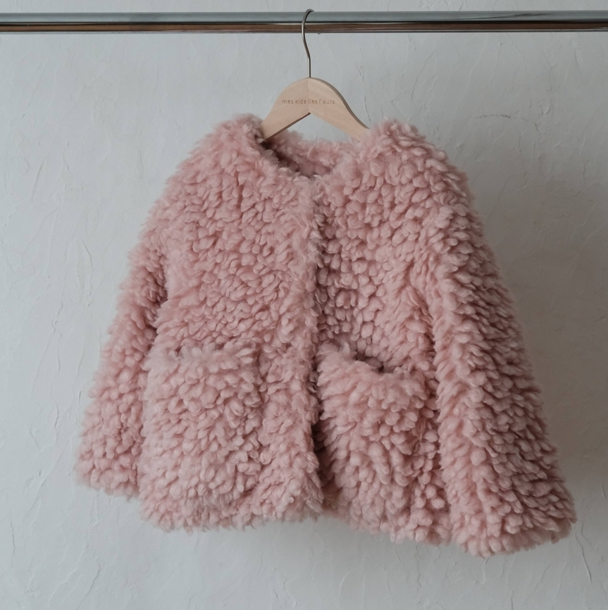 mes kids des fleurs 貴氣毛茸茸外套 Furry coat - pink