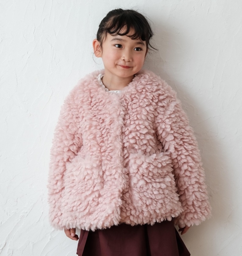 mes kids des fleurs 貴氣毛茸茸外套 Furry coat - pink
