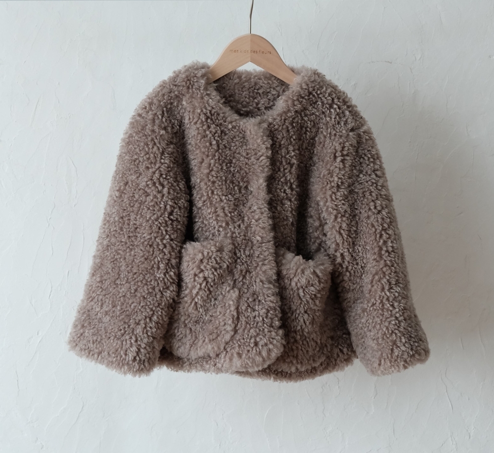 mes kids des fleurs 泰迪熊qq毛外套 Furry coat - grey