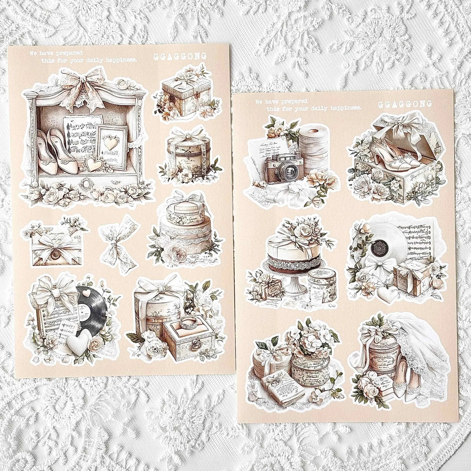 韓國 ggaggong．米色婚禮小物 模造紙貼紙包