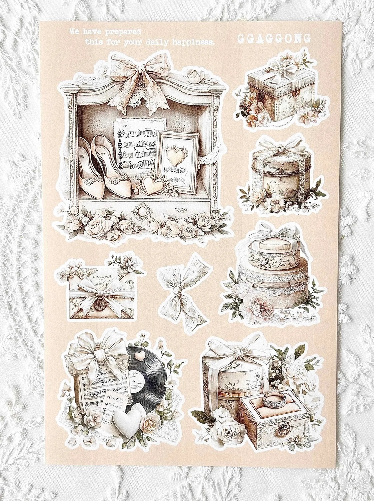 韓國 ggaggong．米色婚禮小物 模造紙貼紙包