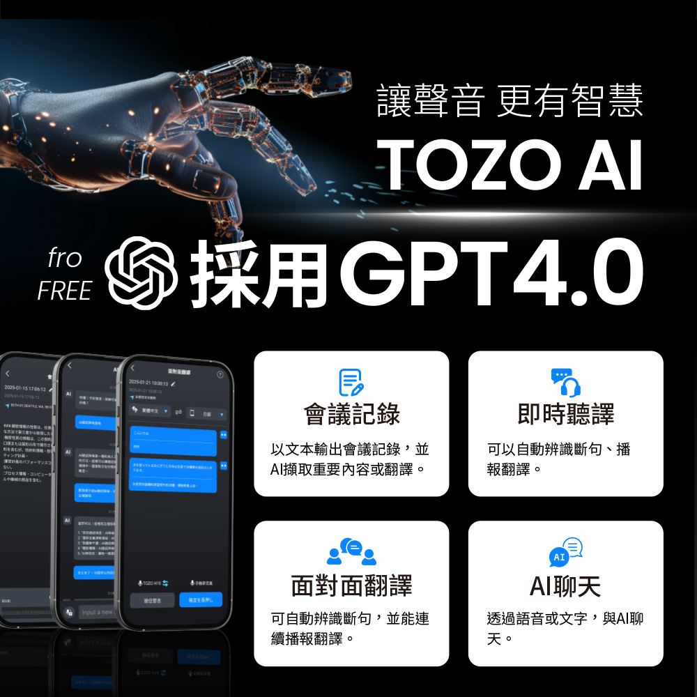 TOZO,tozo,T10S,升級,AI,ChatGPT,耳機,藍牙耳機,藍芽耳機,防水耳機,降噪耳機,推薦,ENC降噪