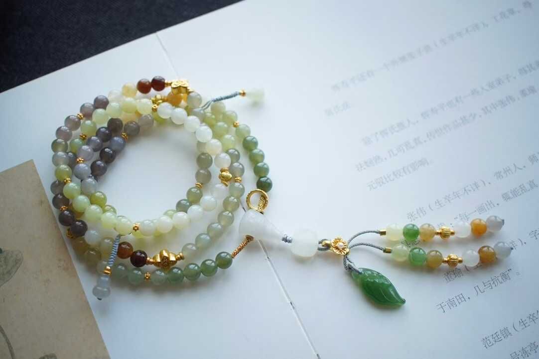 和田玉設計款多寶項鏈/手鏈兩用款 (6mm直徑),天然和田玉軟玉