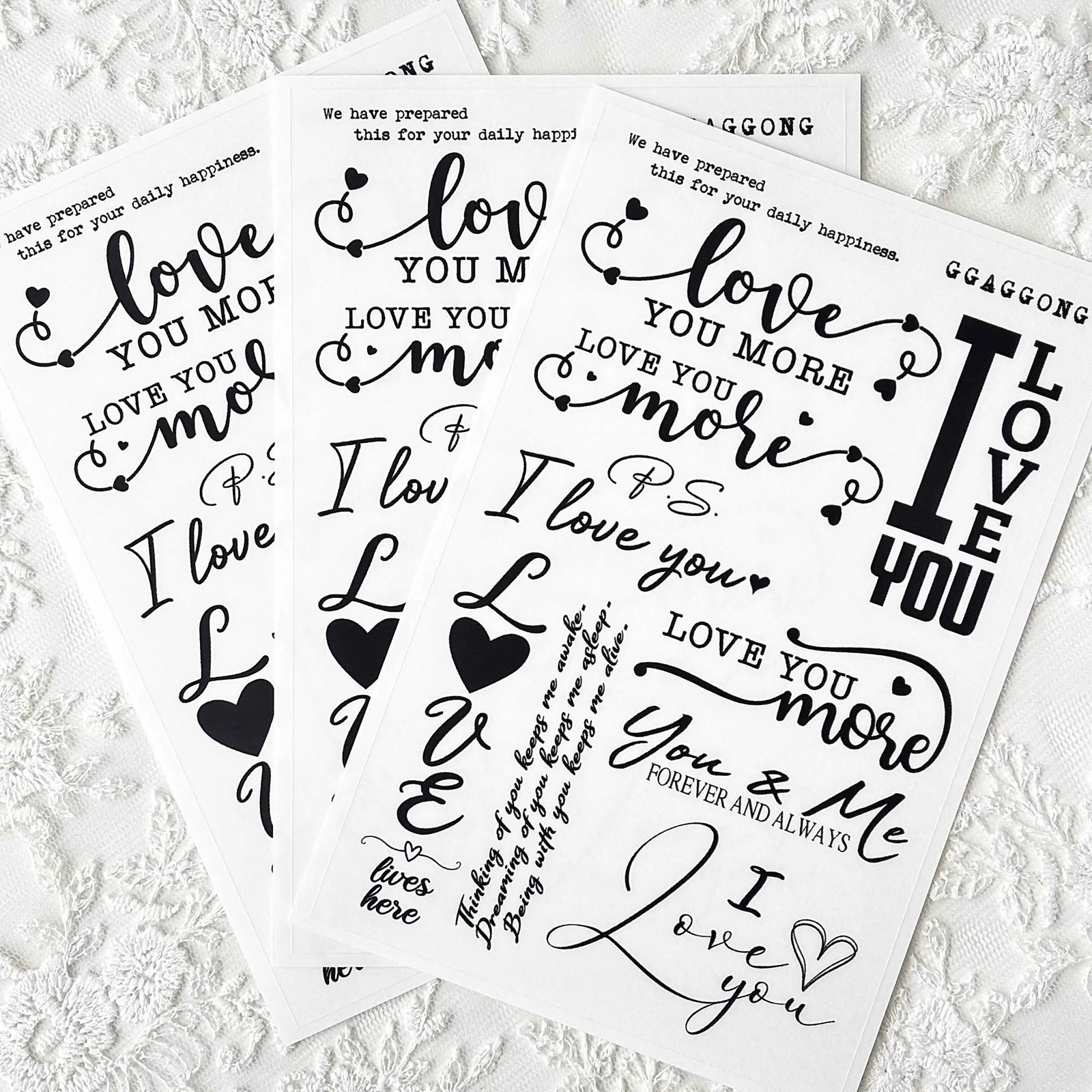 韓國 ggaggong．Love手寫字 PET貼紙包