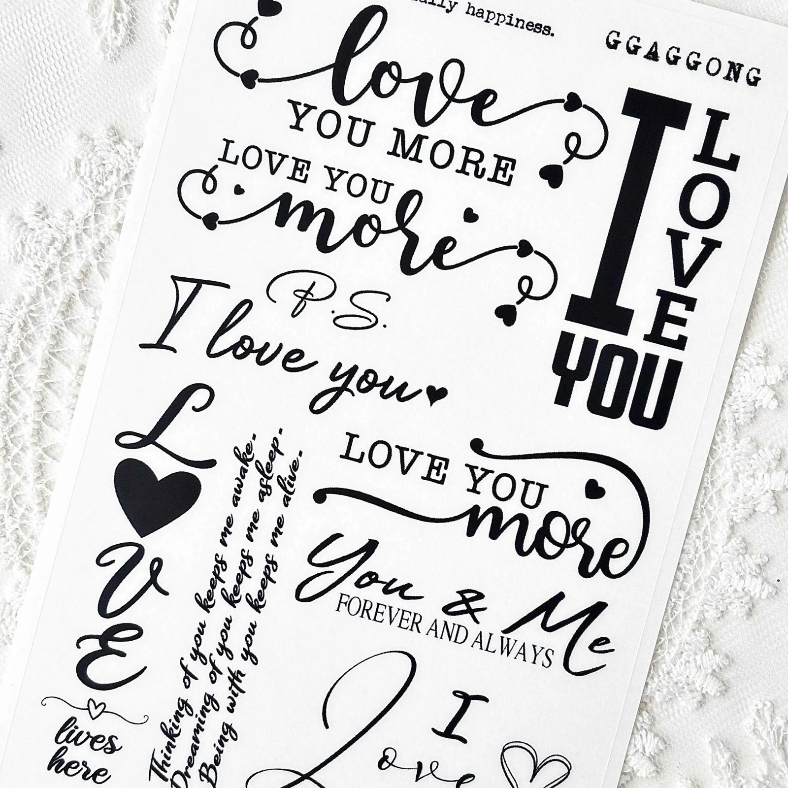 韓國 ggaggong．Love手寫字 PET貼紙包