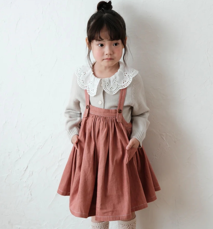 mes kids des fleurs 小花口袋吊帶裙 overall dress - pink