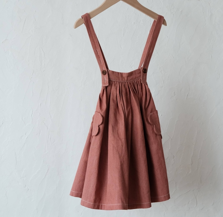 mes kids des fleurs 小花口袋吊帶裙 overall dress - pink