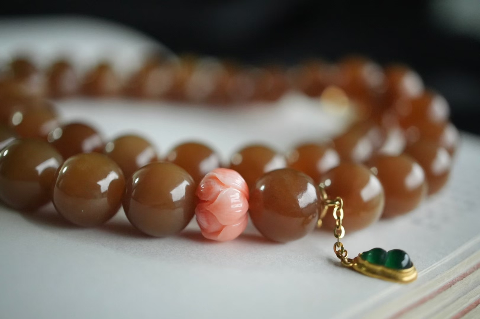 107420 和田玉且末金山礦純糖圓珠套裝 (9-10mm直徑)