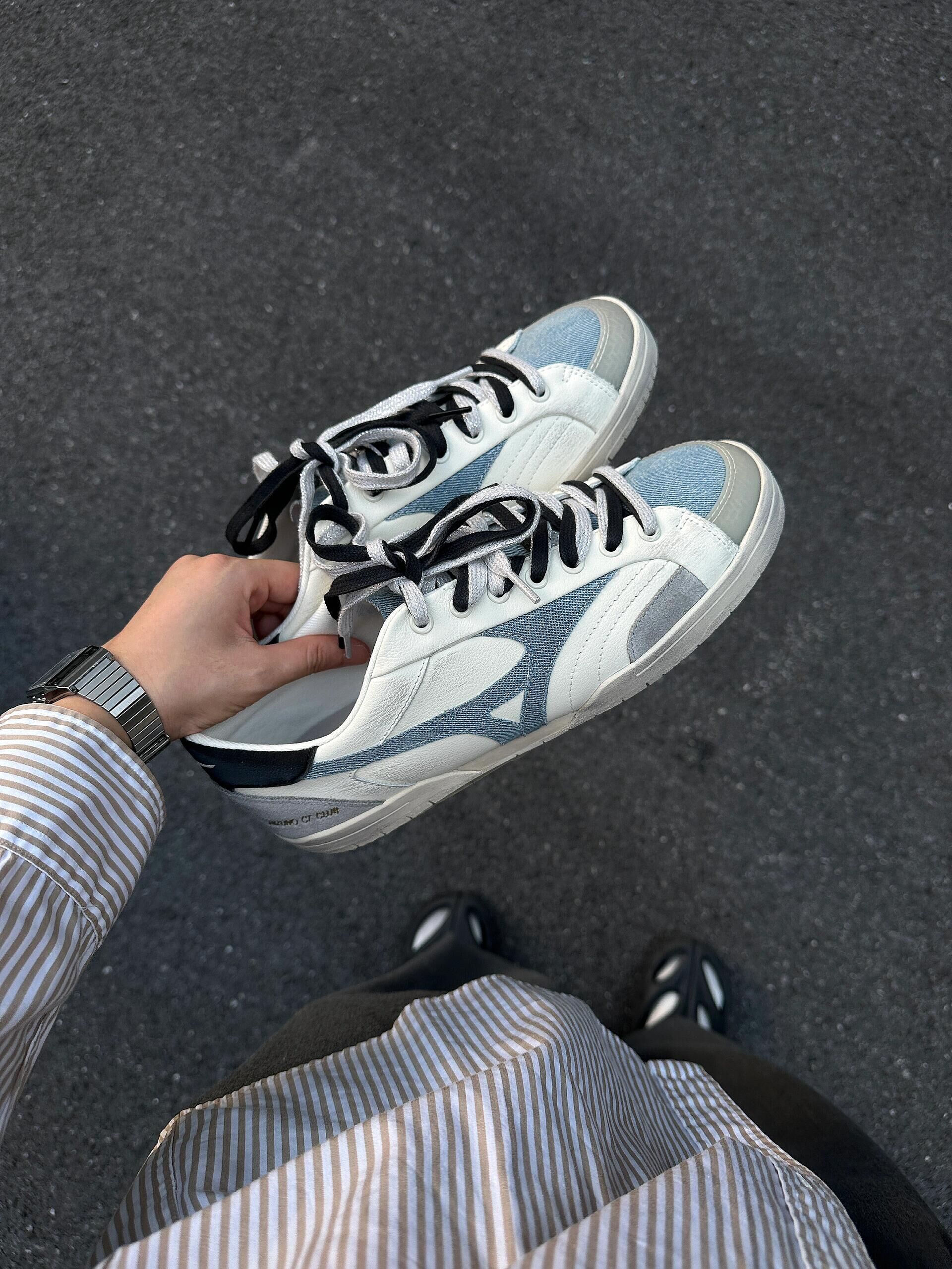 MIZUNO 美津濃 CT CLUB 作舊牛仔 白藍色 單寧 刷舊 仿舊 雙鞋帶 復古 帆布鞋 德訓鞋 薄底鞋 D1GH261002/預購