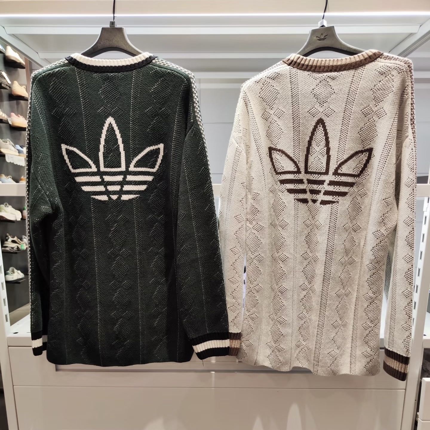 adidas originals U sweatshirt 復古針織 圓領毛衣 長袖上衣 寬鬆 男女同款 兩色