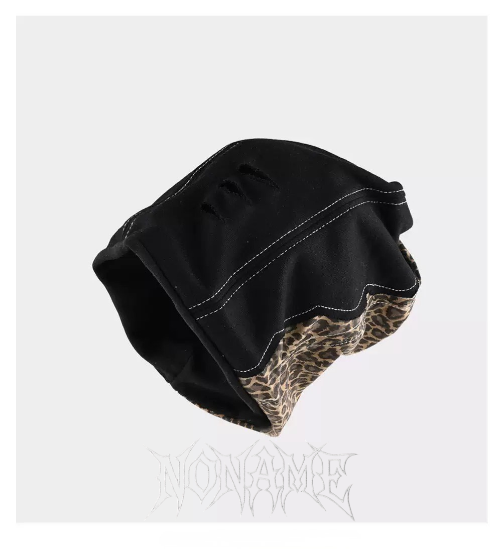 拼豹布車線堆堆帽