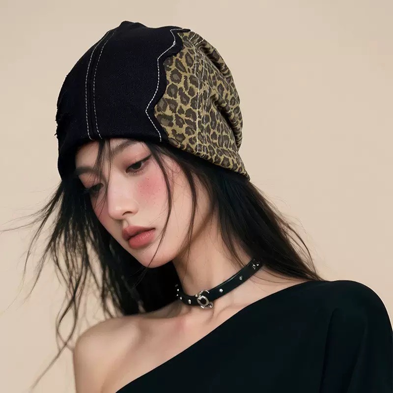 拼豹布車線堆堆帽