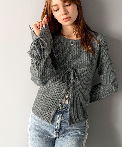 日本🇯🇵連線 Mily Bilet 2WAY蝴蝶結綁帶設計針織上衣 兩面可穿 蝴蝶結 緞帶 綁帶設計 羅紋 針織 套頭衫 長袖 3色(任買兩件711免運)/預購