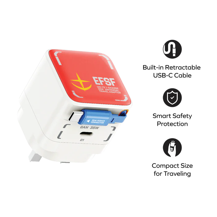 【日本未発売・希少】MOMAX ガンダム 35W 急速充電器 RX-78-2 Momax x Gundam 1-Charge+ 35W GaN 伸縮USB-C 線充電器(高達RX-78